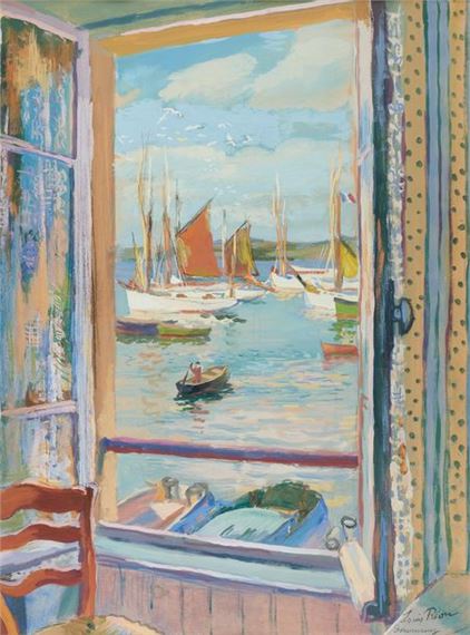 Louis Adolphe Riou | BATEAUX AU PORT DE TANGER | MutualArt