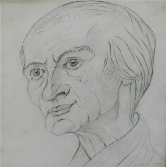 Portrait of an elderly figure by Laurence Stephen Lowry, 1920