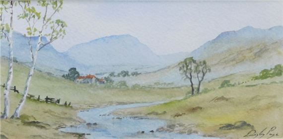 Digby Page イギリス　水彩画　Quiet country side Signed Digby Page pair countryside villiage landscape watercolours