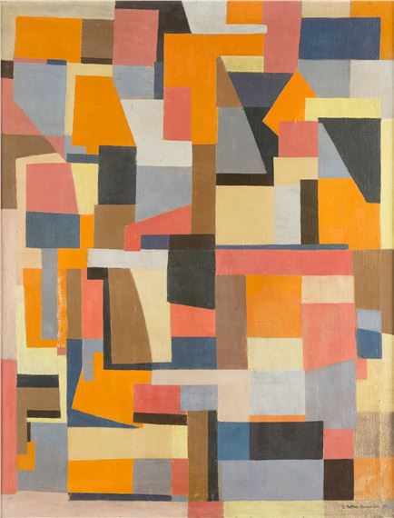 "Composition in orange" by Ernst Mether-Borgström, 1954