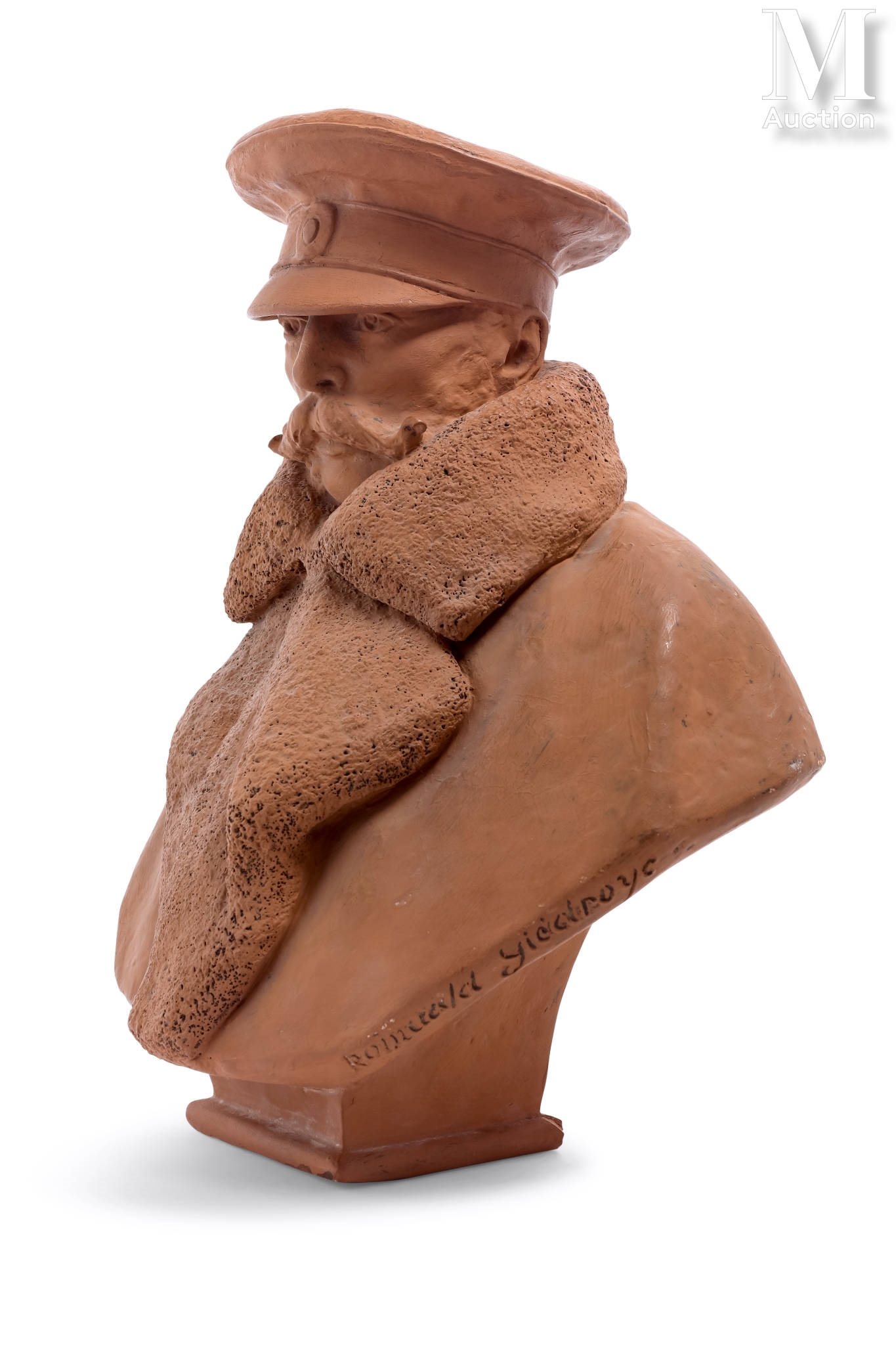 Artwork by Romuald Giedroyć, Portrait du tsar Alexandre II portant le manteau et la casquette du régiment des chevaliers de la garde impériale, Made of terracotta