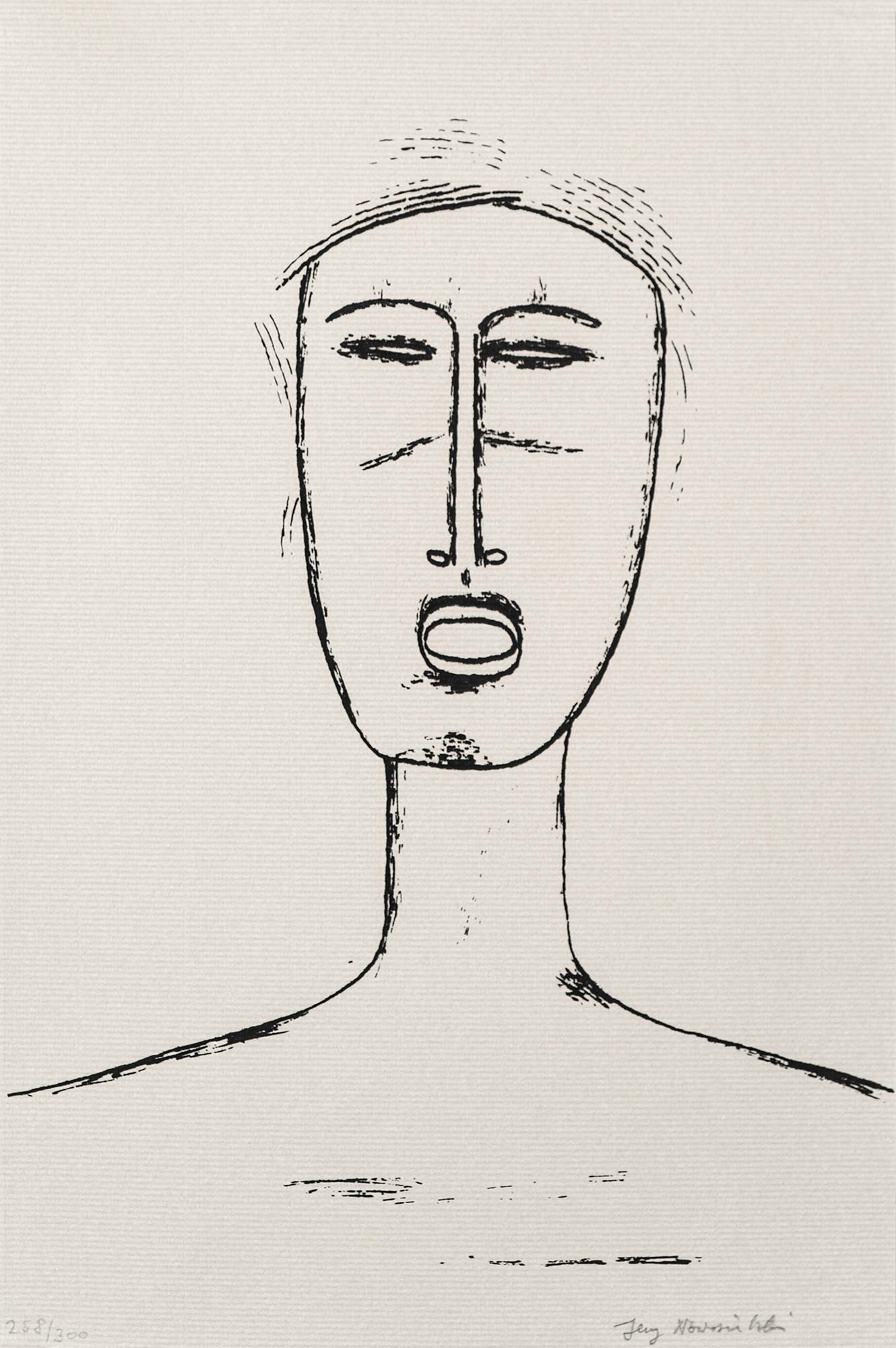 Portret męski en face, 1990 by Jerzy Nowosielski, 1990