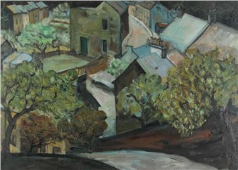 'STREET SCENE WITH TREES' - Gladys Holding