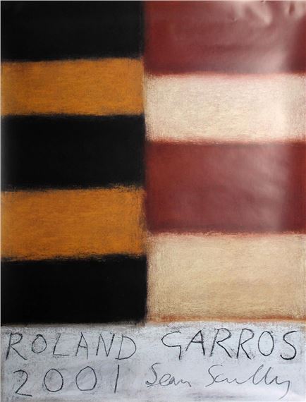 AFFICHE LITHOGRAPHIE OFFSET TENNIS Sean Scully Roland Garros 2001