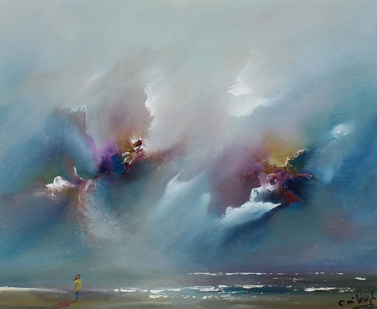 Artwork by Caroline McVeigh, The Yellow Coat, Made of Oil on Board