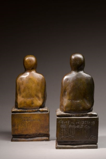 Artwork by Jean-Pierre Weiller, Virgin Sedes Sapientae; Virgin Sedes Sapientae, Made of bronze with brown patina