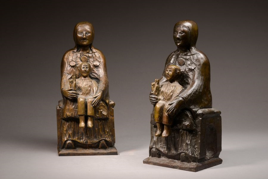 Artwork by Jean-Pierre Weiller, Virgin Sedes Sapientae; Virgin Sedes Sapientae, Made of bronze with brown patina