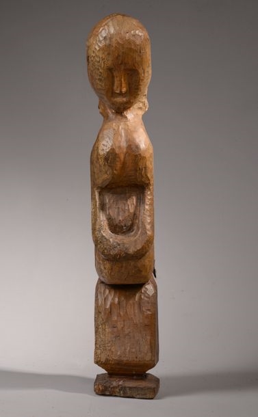 Artwork by Jean-Pierre Weiller, Standing woman, stylized, Made of Carved wood