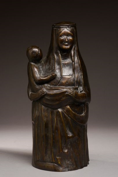 Artwork by Jean-Pierre Weiller, Virgin and child; Virgin and child, sedes sapientae, Made of Bronze with brown patina (2)