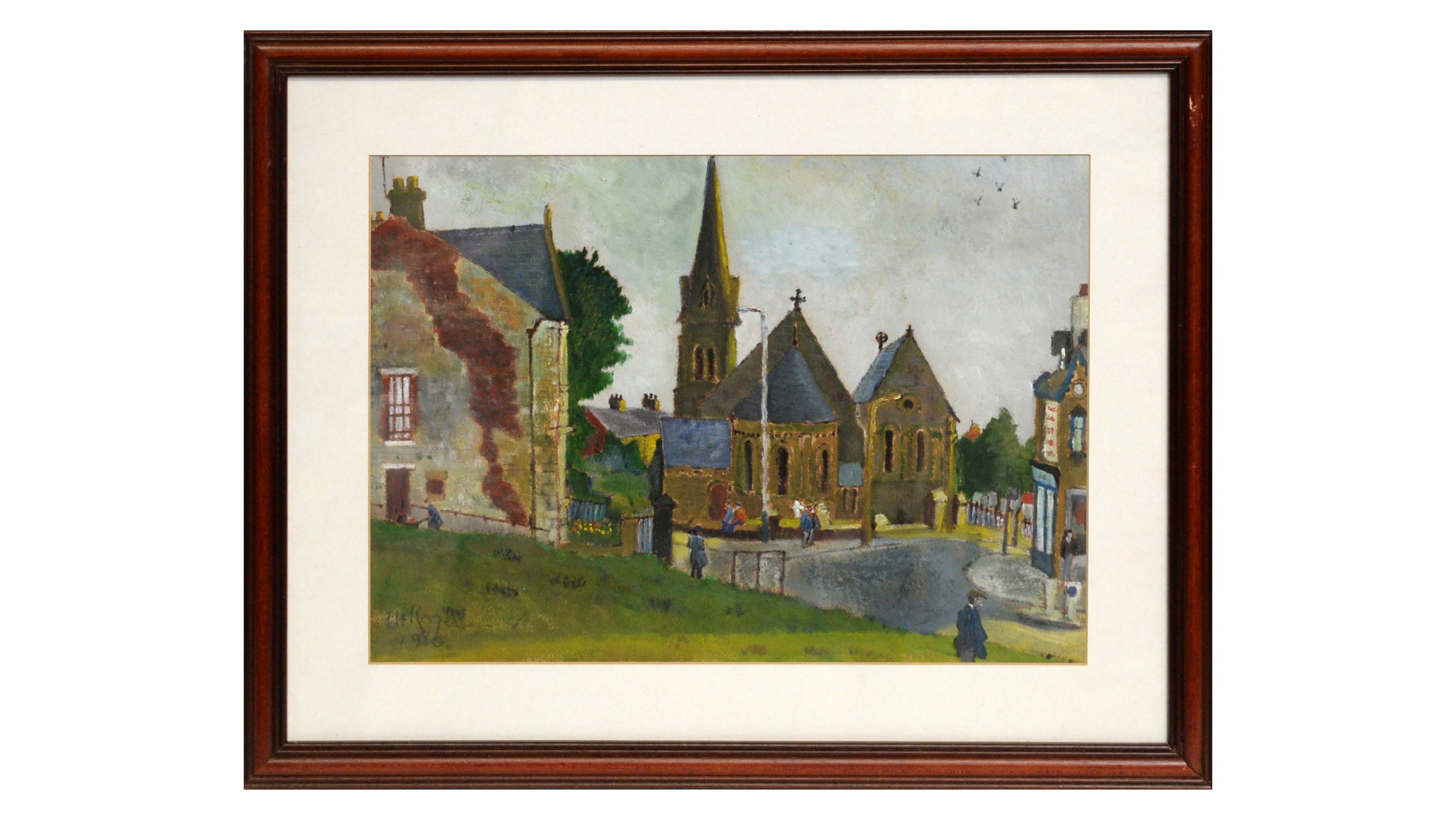 "St Cuthbert's Church, Gateshead in Summer", by Charles Herbert Rogers, dated 1980