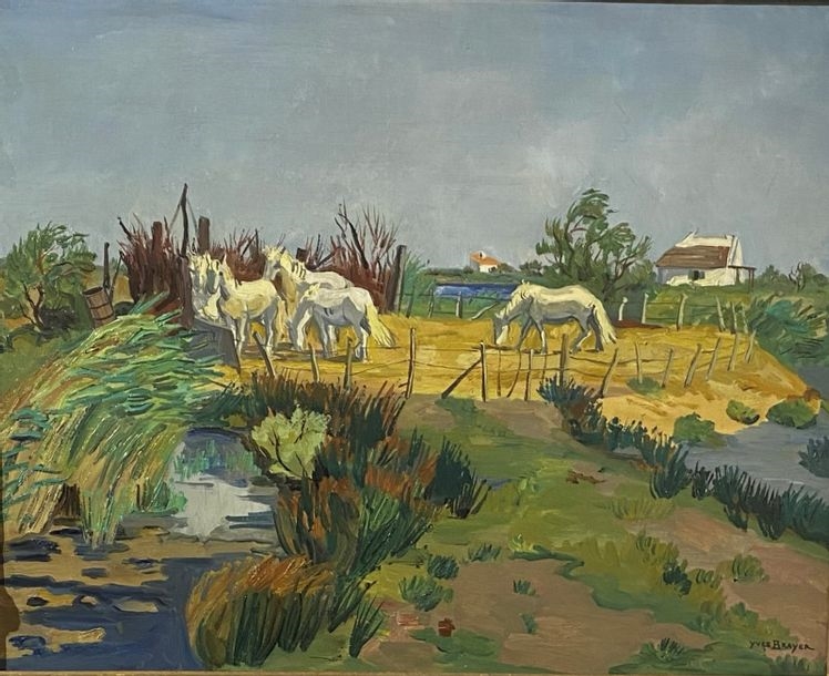 Yves Brayer HORSES IN THE ENCLOSURE MutualArt