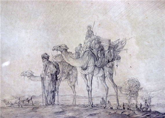 Edward Julius Detmold | CAMEL RIDERS IN THE DESERT | MutualArt