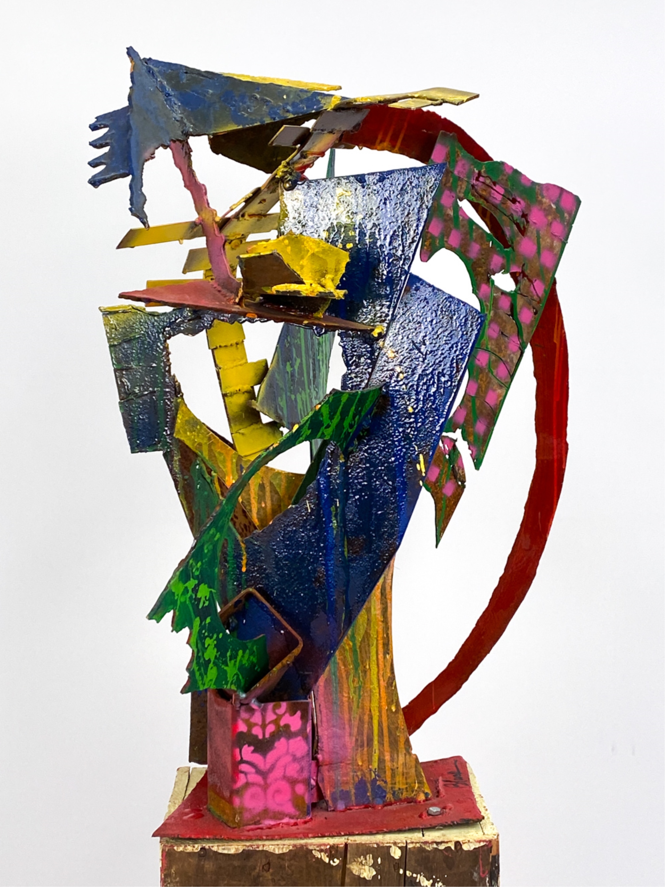 Artwork by Elise Black, ELISE BLACK CONTEMPORARY MIXED MEDIA SCULPTURE, Made of painted metal on found