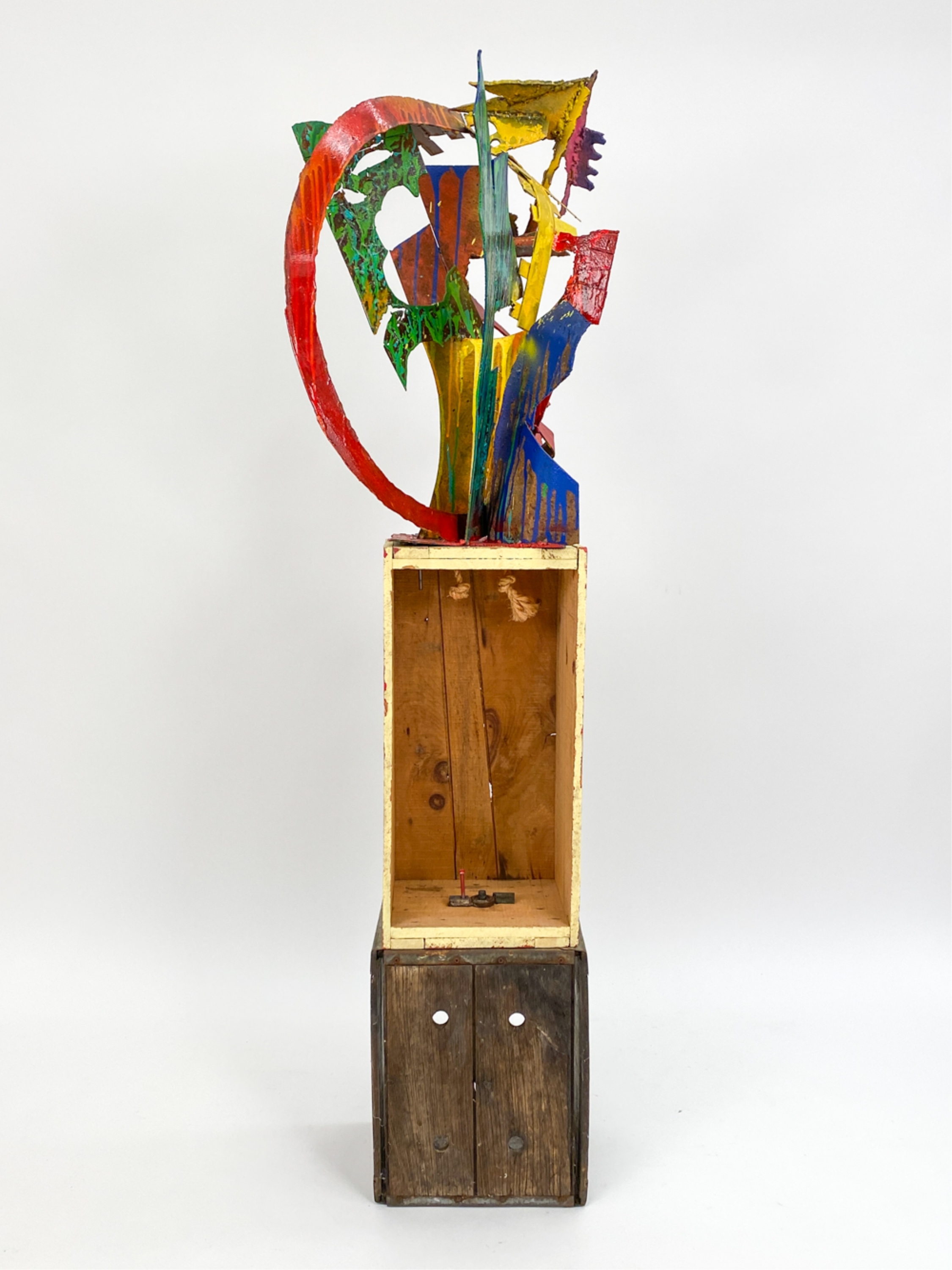 Artwork by Elise Black, ELISE BLACK CONTEMPORARY MIXED MEDIA SCULPTURE, Made of painted metal on found
