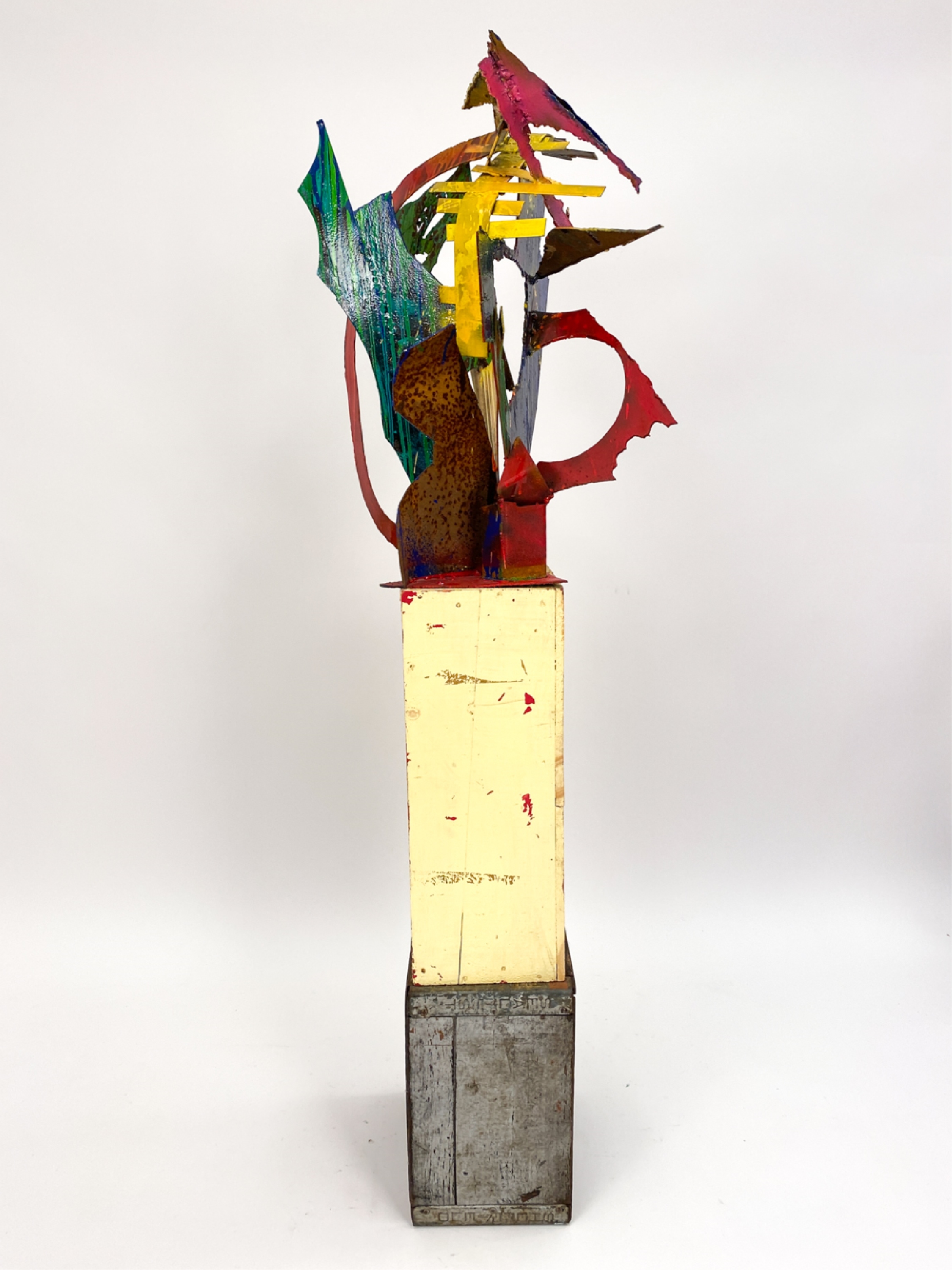 Artwork by Elise Black, ELISE BLACK CONTEMPORARY MIXED MEDIA SCULPTURE, Made of painted metal on found