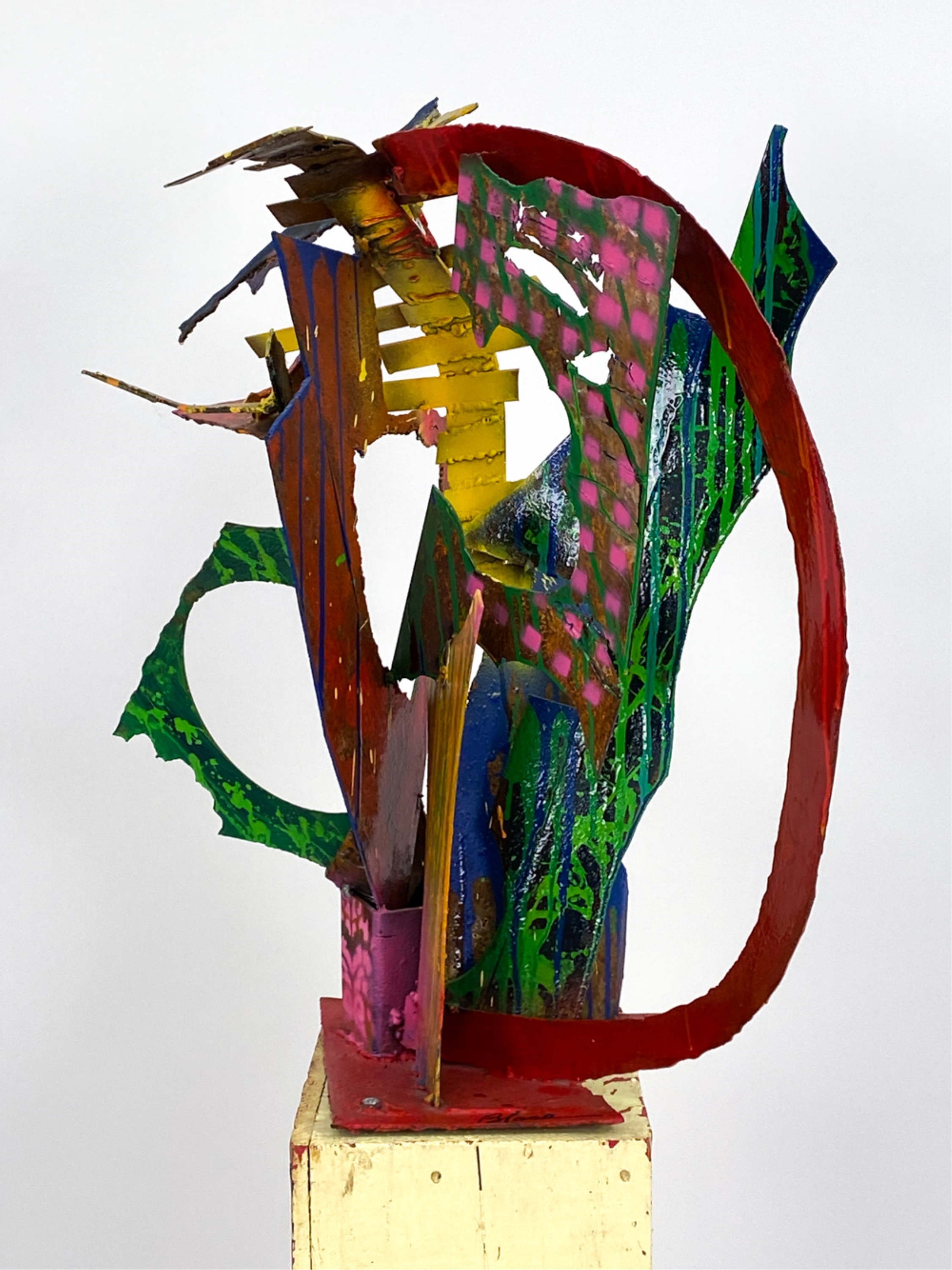Artwork by Elise Black, ELISE BLACK CONTEMPORARY MIXED MEDIA SCULPTURE, Made of painted metal on found