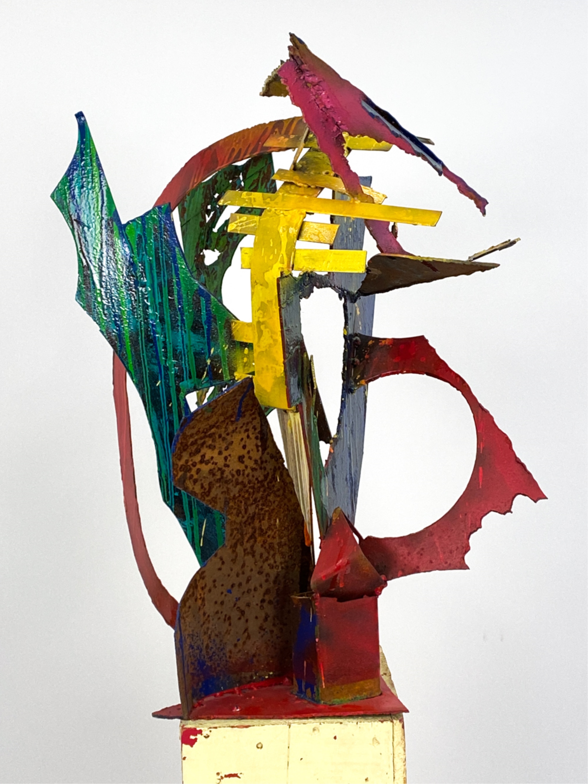 Artwork by Elise Black, ELISE BLACK CONTEMPORARY MIXED MEDIA SCULPTURE, Made of painted metal on found