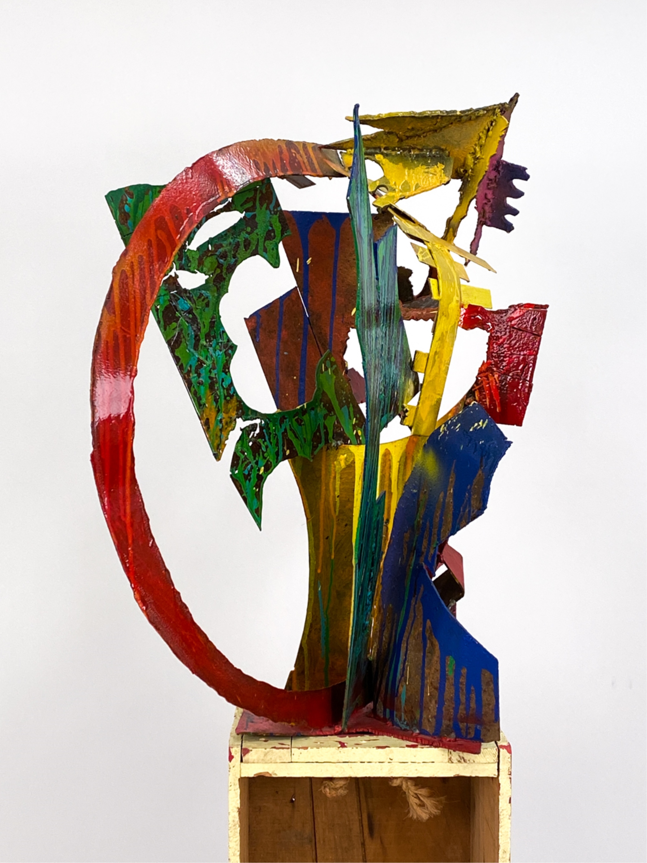 Artwork by Elise Black, ELISE BLACK CONTEMPORARY MIXED MEDIA SCULPTURE, Made of painted metal on found