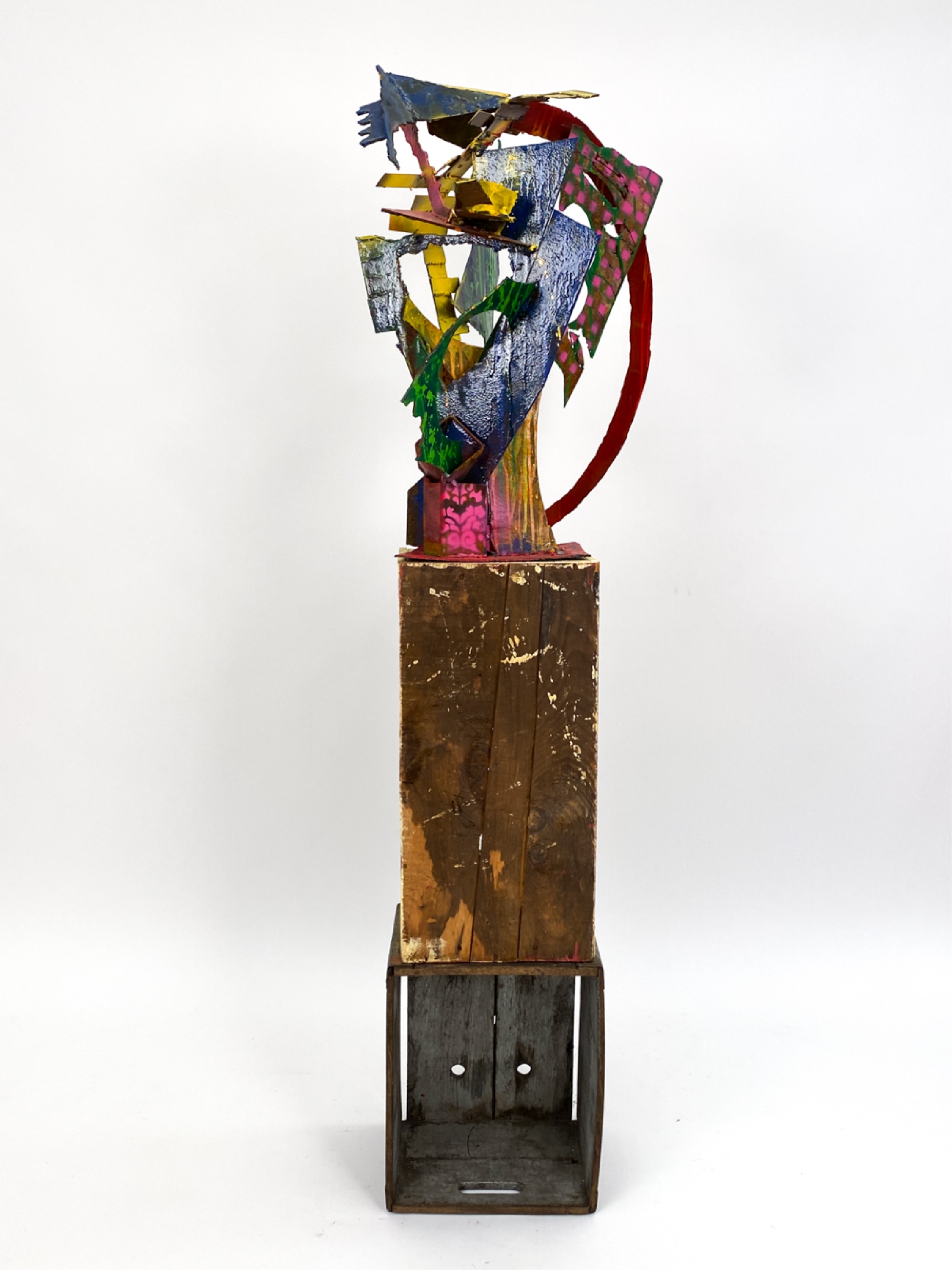 Artwork by Elise Black, ELISE BLACK CONTEMPORARY MIXED MEDIA SCULPTURE, Made of painted metal on found