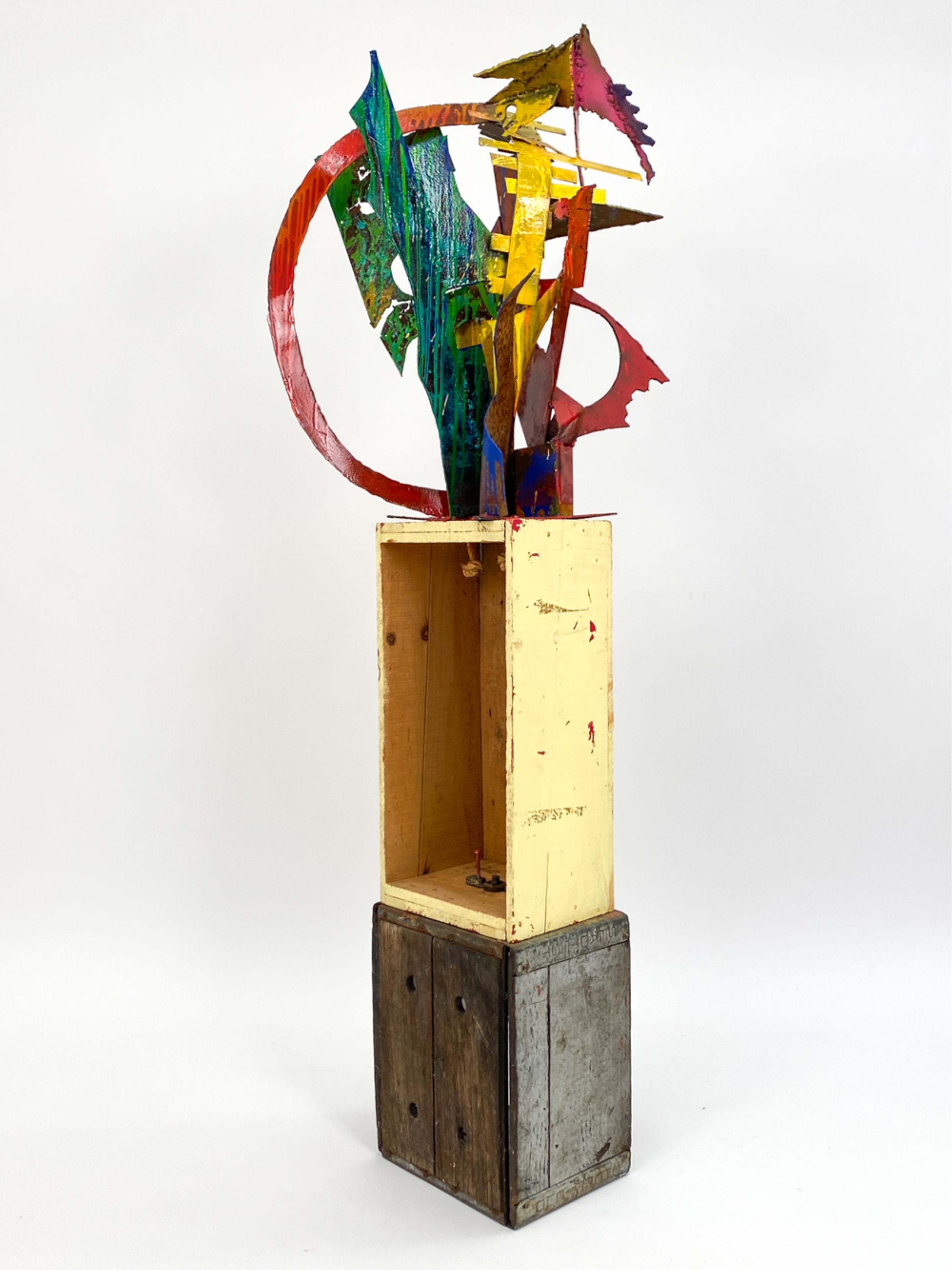Artwork by Elise Black, ELISE BLACK CONTEMPORARY MIXED MEDIA SCULPTURE, Made of painted metal on found