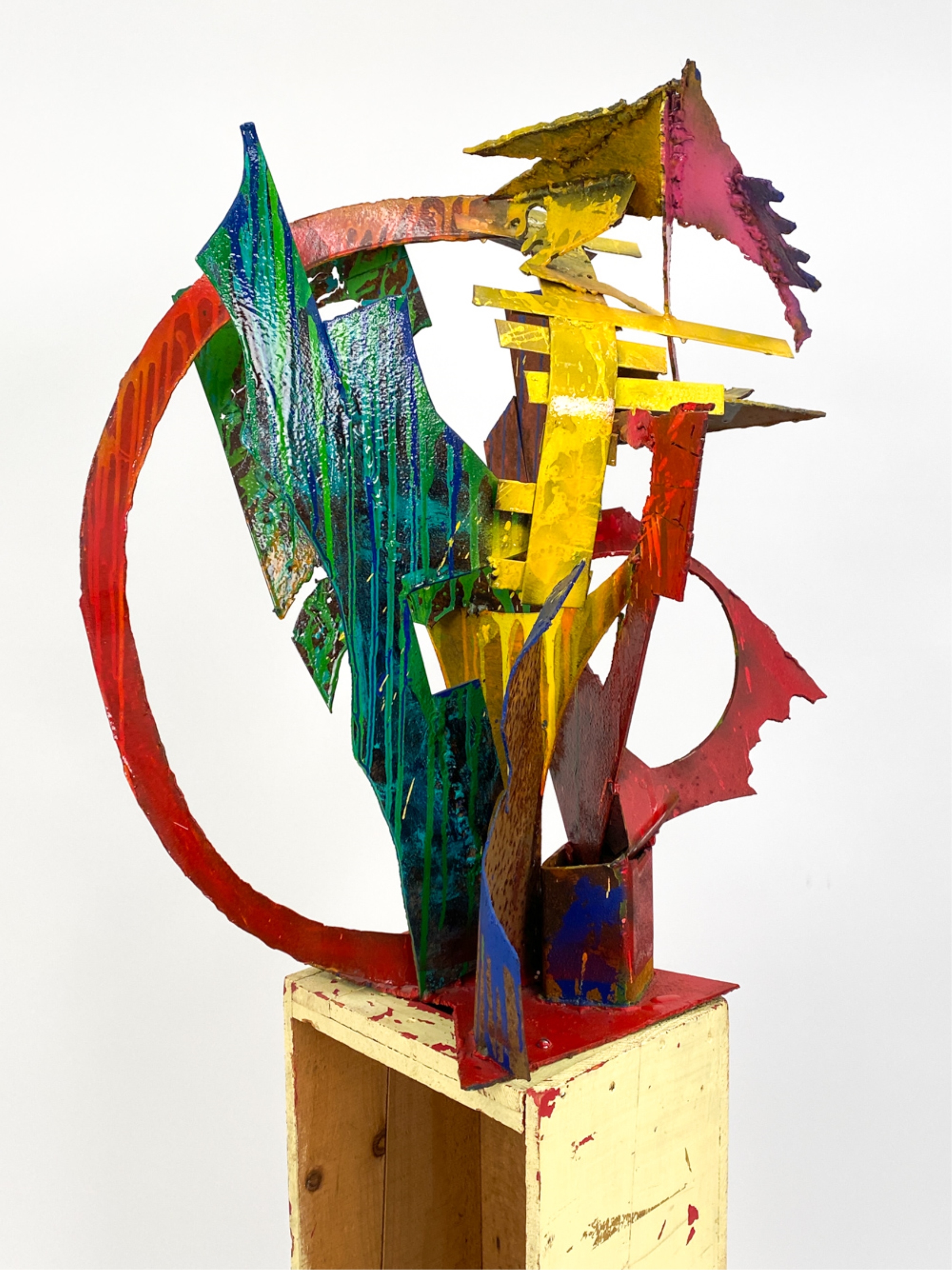 Artwork by Elise Black, ELISE BLACK CONTEMPORARY MIXED MEDIA SCULPTURE, Made of painted metal on found