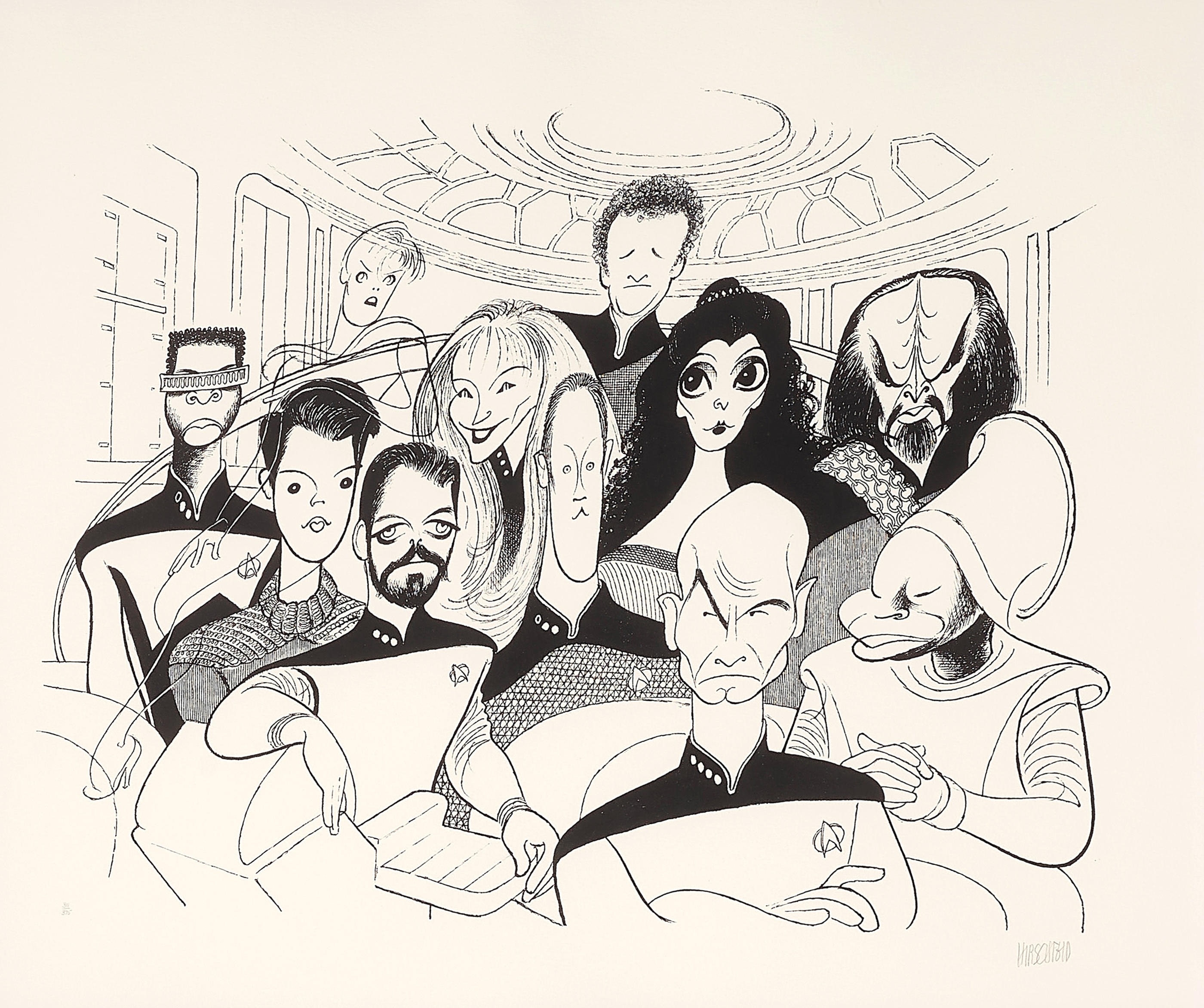 Al Hirschfeld Signed Limited Edition Print of the Cast of Star Trek: The Next Generation . by Al Hirschfeld, 1991