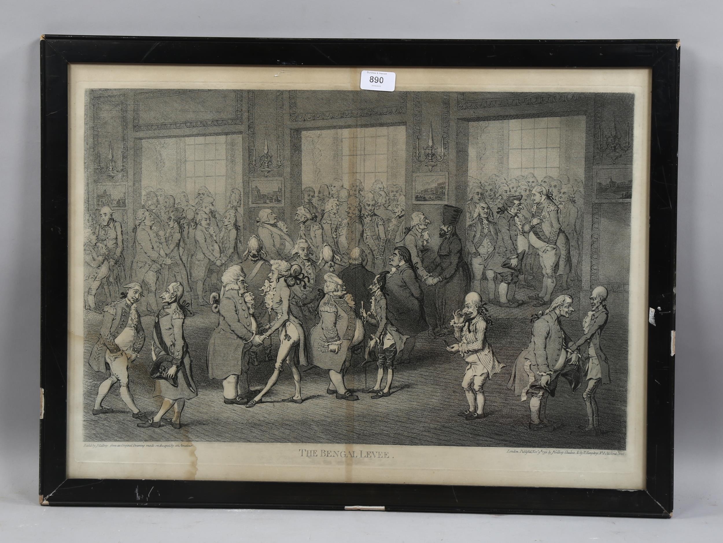 Artwork by James Gillray, the Bengal Levee, Made of engraving