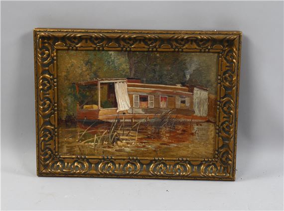 a moored barge by Paul H. Ellis