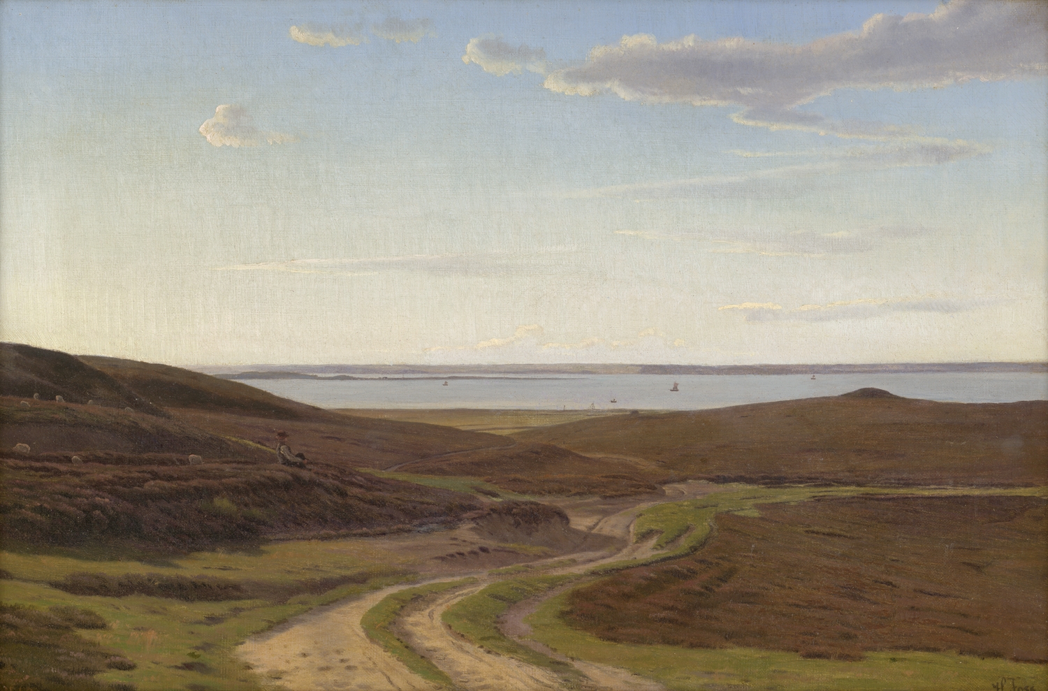 Artwork by Harald Frederik Foss, Heidelandschaft an der dänischen Küste, Made of Oil on canvas
