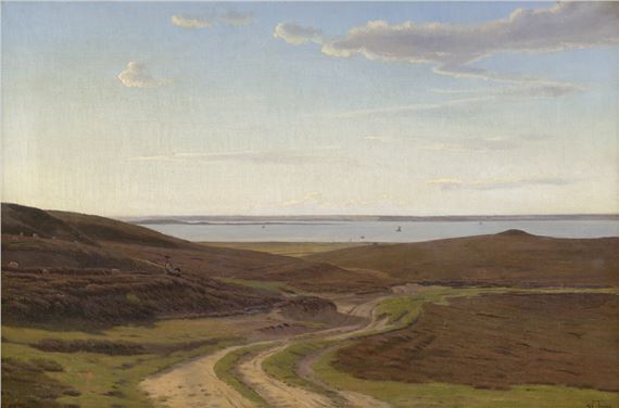 Heidelandschaft an der dänischen Küste by Harald Frederik Foss, 1869