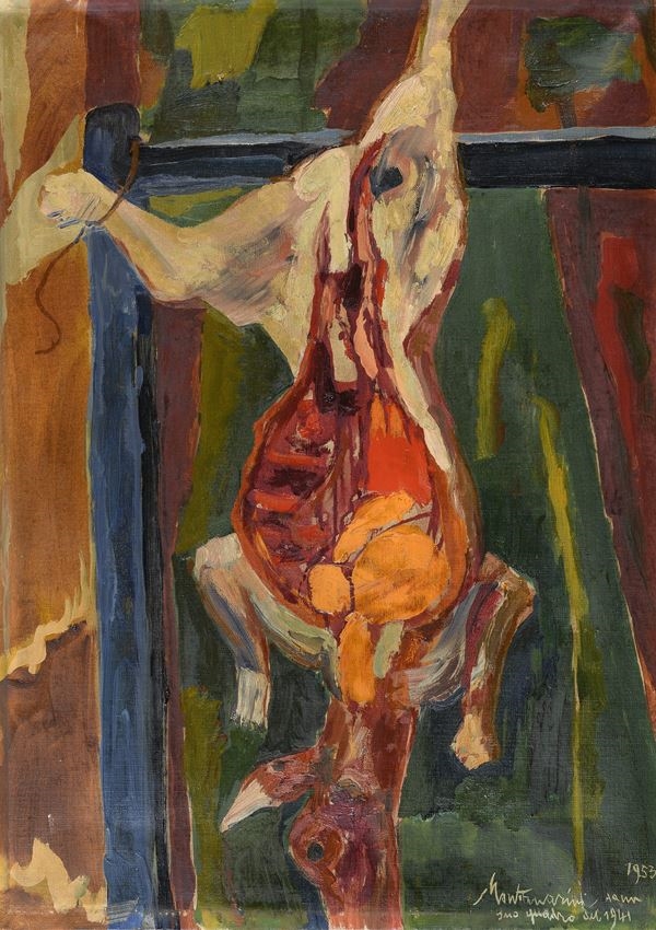 Artwork by Luigi Montanarini, DIPINTO AGNELLO DI LUIGI MONTANARINI