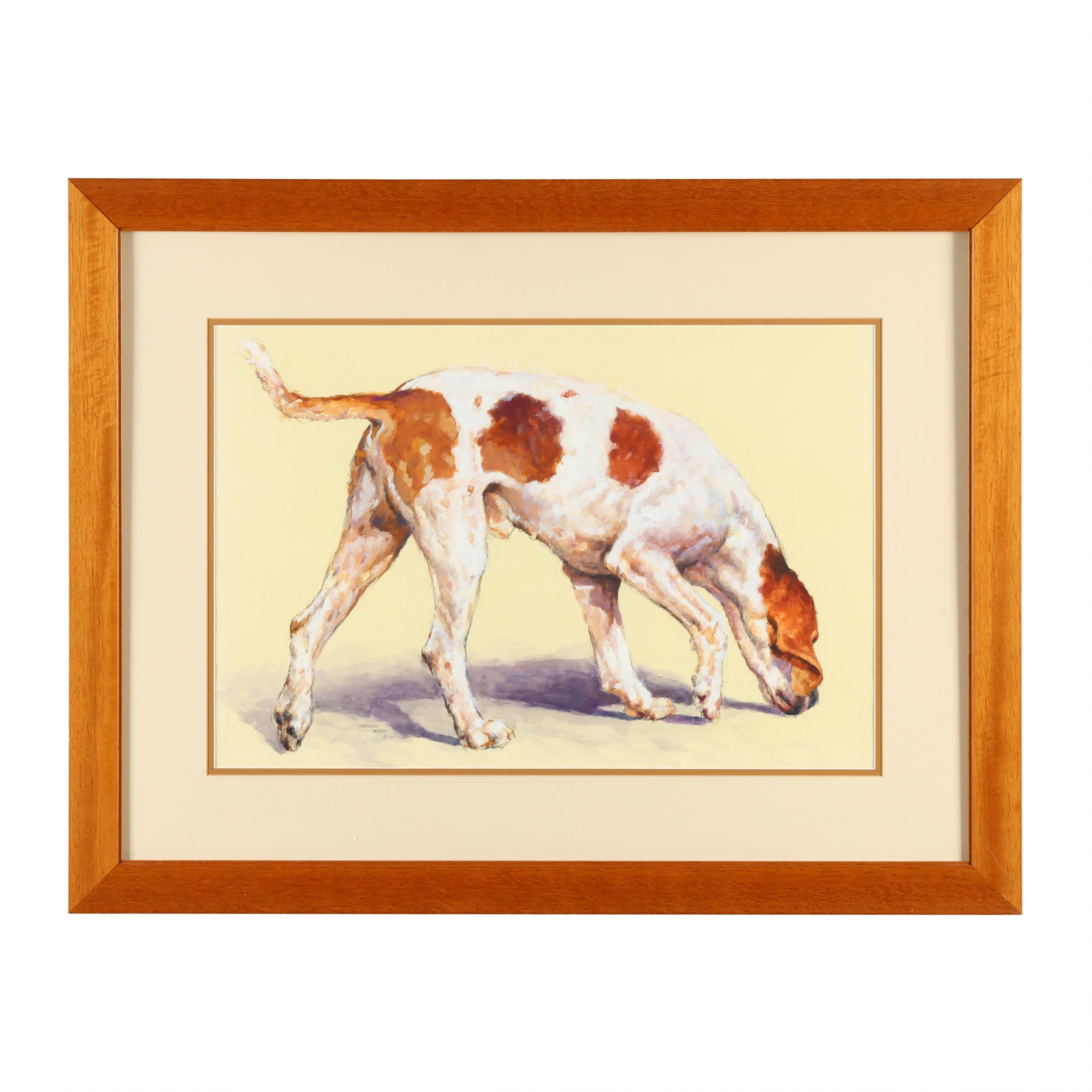 Artwork by Charles Harpt, Foxhound on the Scent, Made of Mixed media on paper