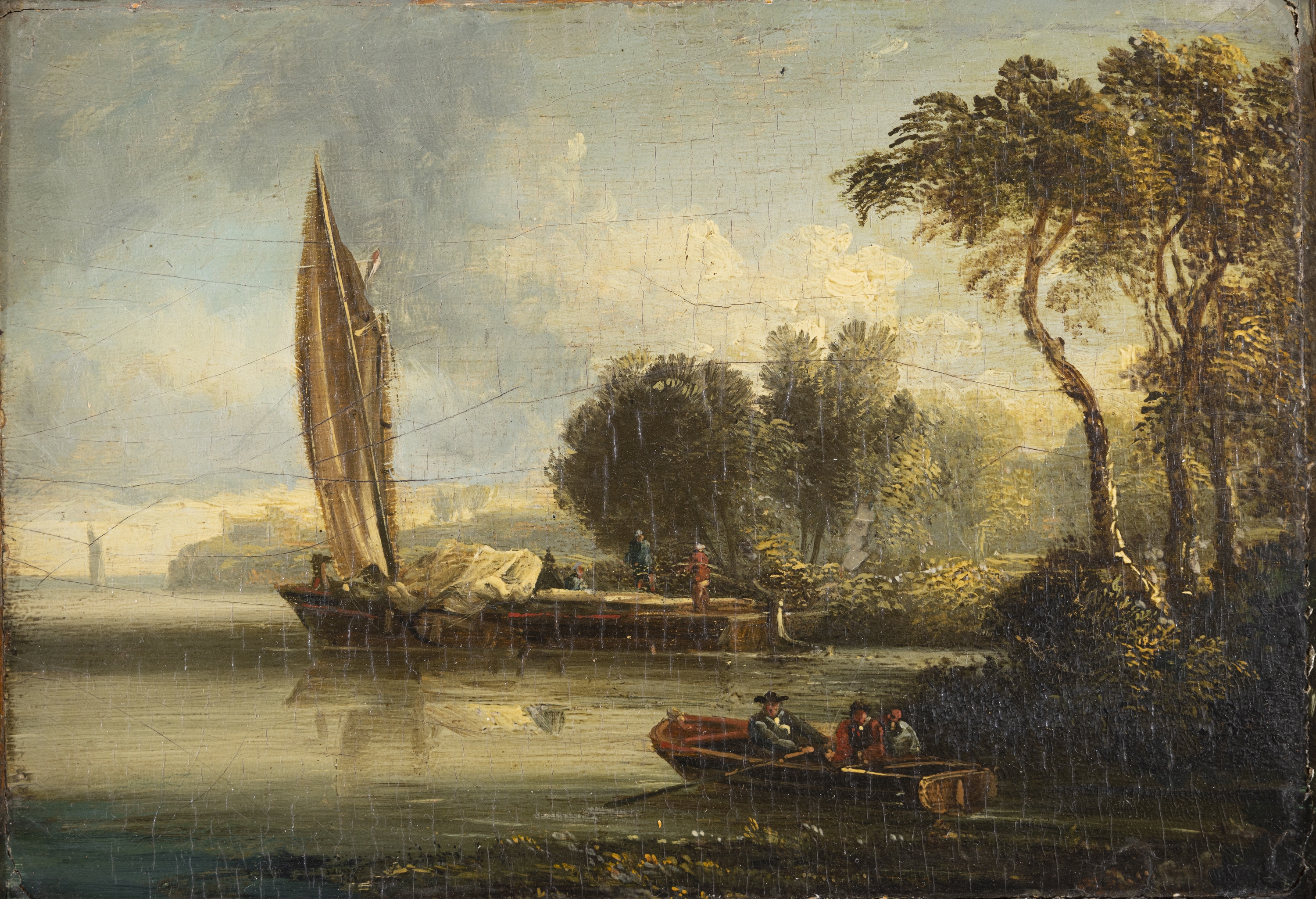 Figures in a Rowing Boat by the Shore by William Sadler