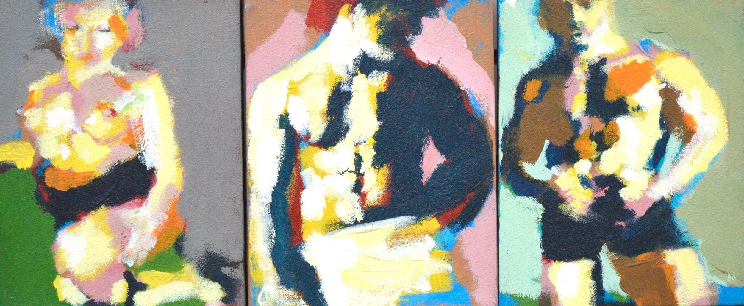 Artwork by Robert Francis, Figures, Made of oil acrylics on canvas