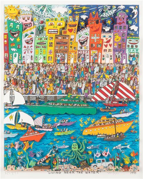 James Rizzi | LIVING NEAR THE WATER (1993) | MutualArt