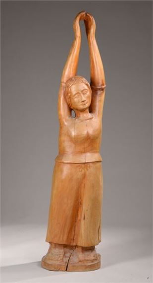 Woman with raised arms