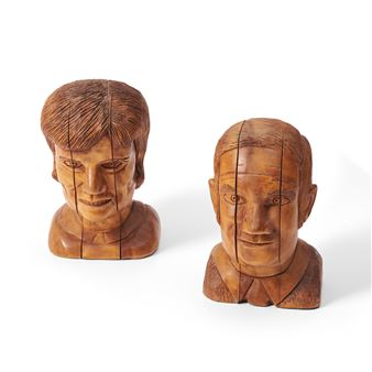 Pair of Carved Portrait Heads - Clarence Stringfield