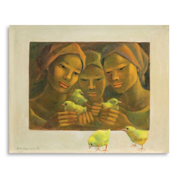 Women with Chicks by Anita Magsaysay-Ho, dated 1985