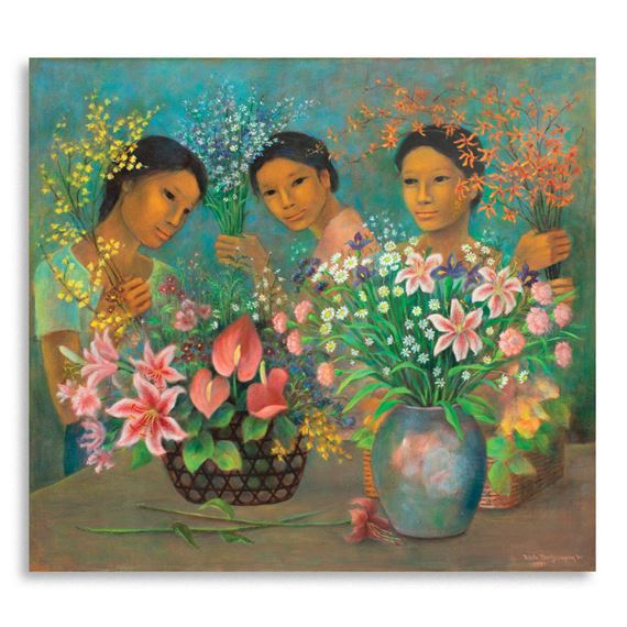 Women with Flowers by Anita Magsaysay-Ho, dated 1993