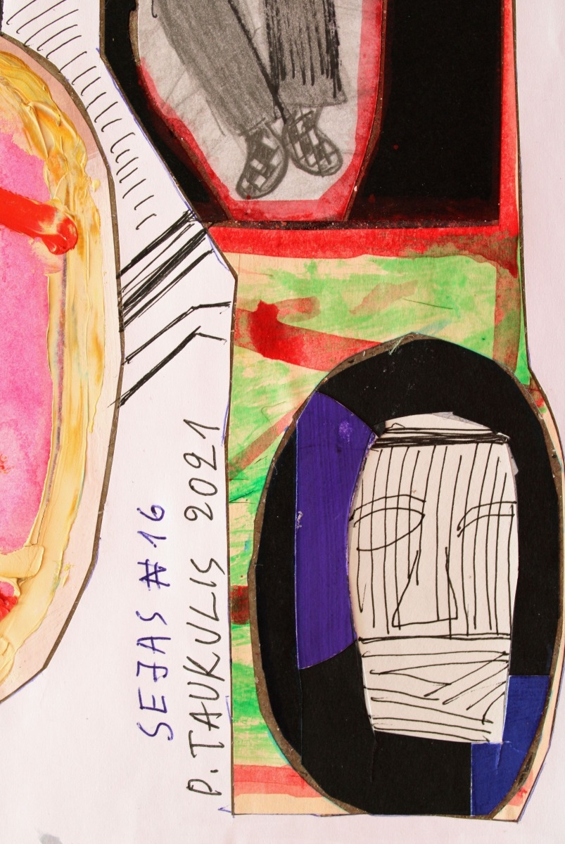 Artwork by Peteris Taukulis, Face No. 16, Made of mixed media on paper