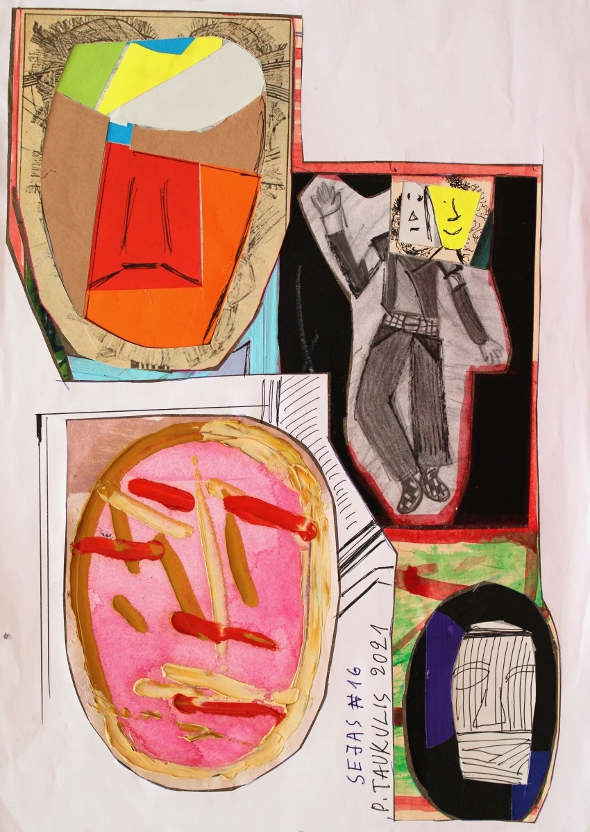 Artwork by Peteris Taukulis, Face No. 16, Made of mixed media on paper