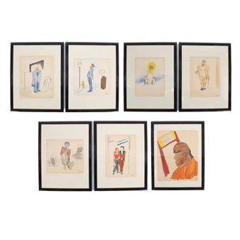 vintage pop art graphic figural illustrations, ca. 1960 - Alex Jones