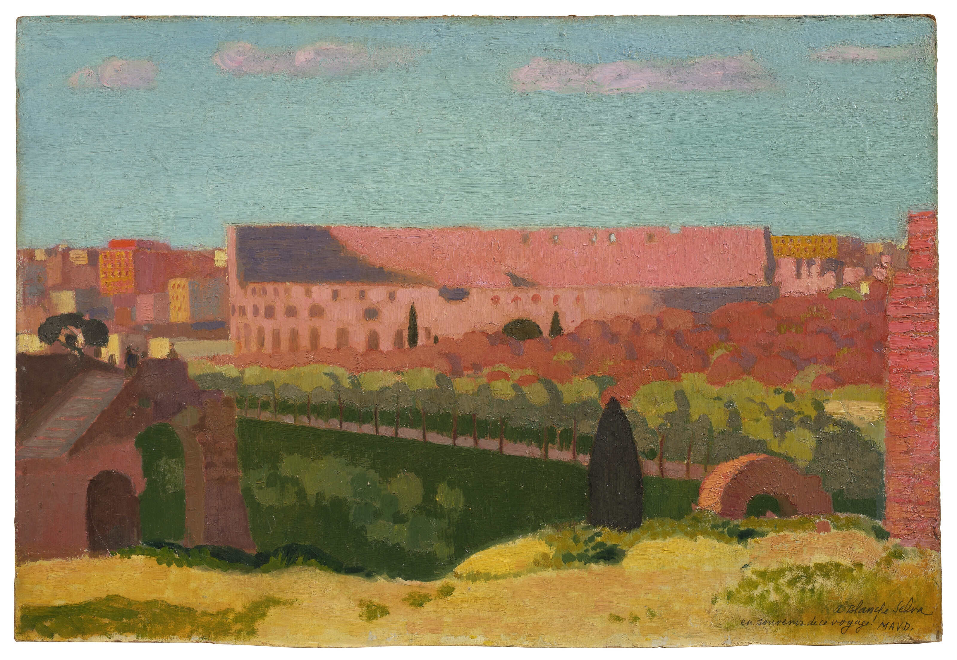 Artwork by Maurice Denis, Vue du Colisée (version 2), Made of OIL ON CARDBOARD