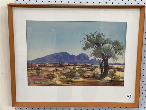 FRAMED ALBERT NAMATJIRA PRINT - MOUNT SONDER by Albert Namatjira