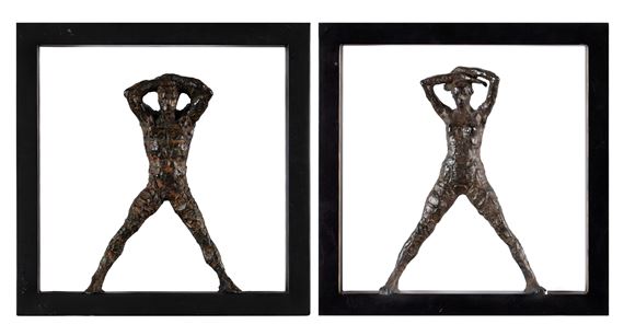 The sculpted male and female forms posed within the open by Austin Productions, late 20th century to early 21st century
