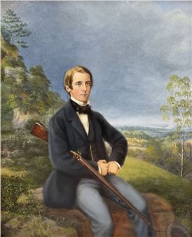 Portrait of a Victorian Gentleman Seated with Sporting Gun - Anne MJ Dodsley