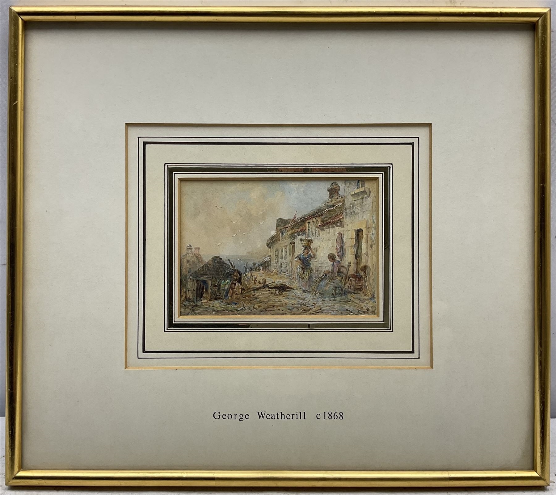 George Weatherill | Fisherwomen beside Cottages at Runswick Bay | MutualArt