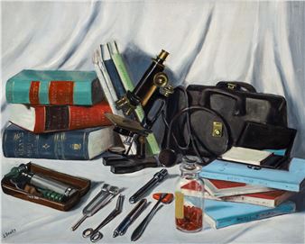 Scientific Still life with Medical Books - Judy Banks,
