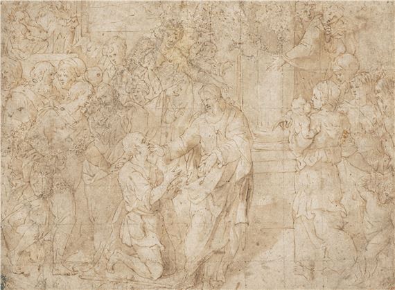 Jésus guérissant un aveugle by Italian School, 16th Century