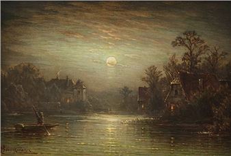 Seenlandschaft bei Nacht - Hermann Brinckmann